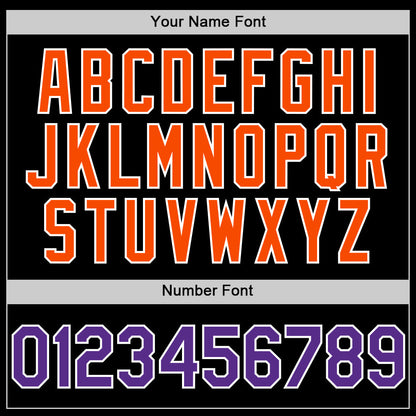 Custom Black Purple-Orange Bomber Full-Snap Varsity Letterman Two Tone Hoodie Jacket