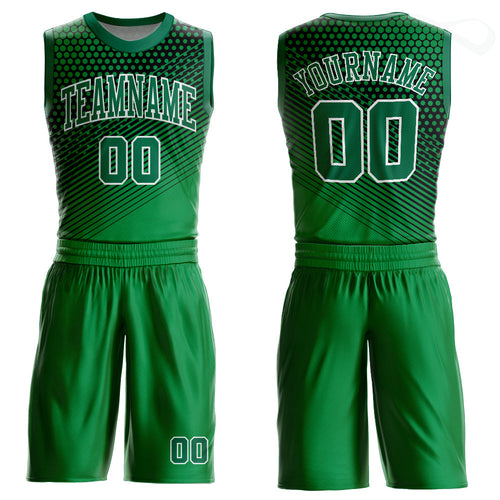 Custom Kelly Green Kelly Green-Black Round Neck Sublimation Basketball Uniform Jersey