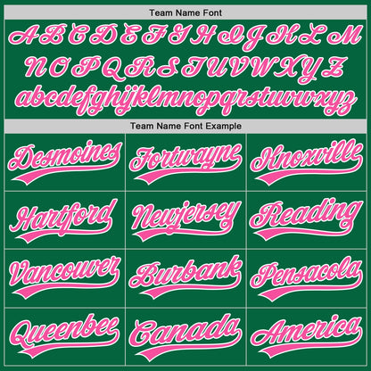 Custom Kelly Green Pink-White Authentic Baseball Jersey