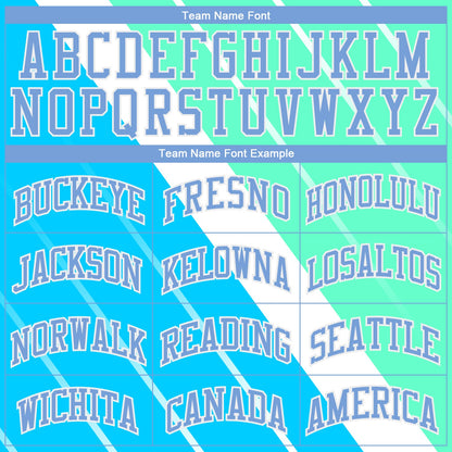 Custom Light Blue Light Blue-Green Round Neck Sublimation Basketball Uniform Jersey