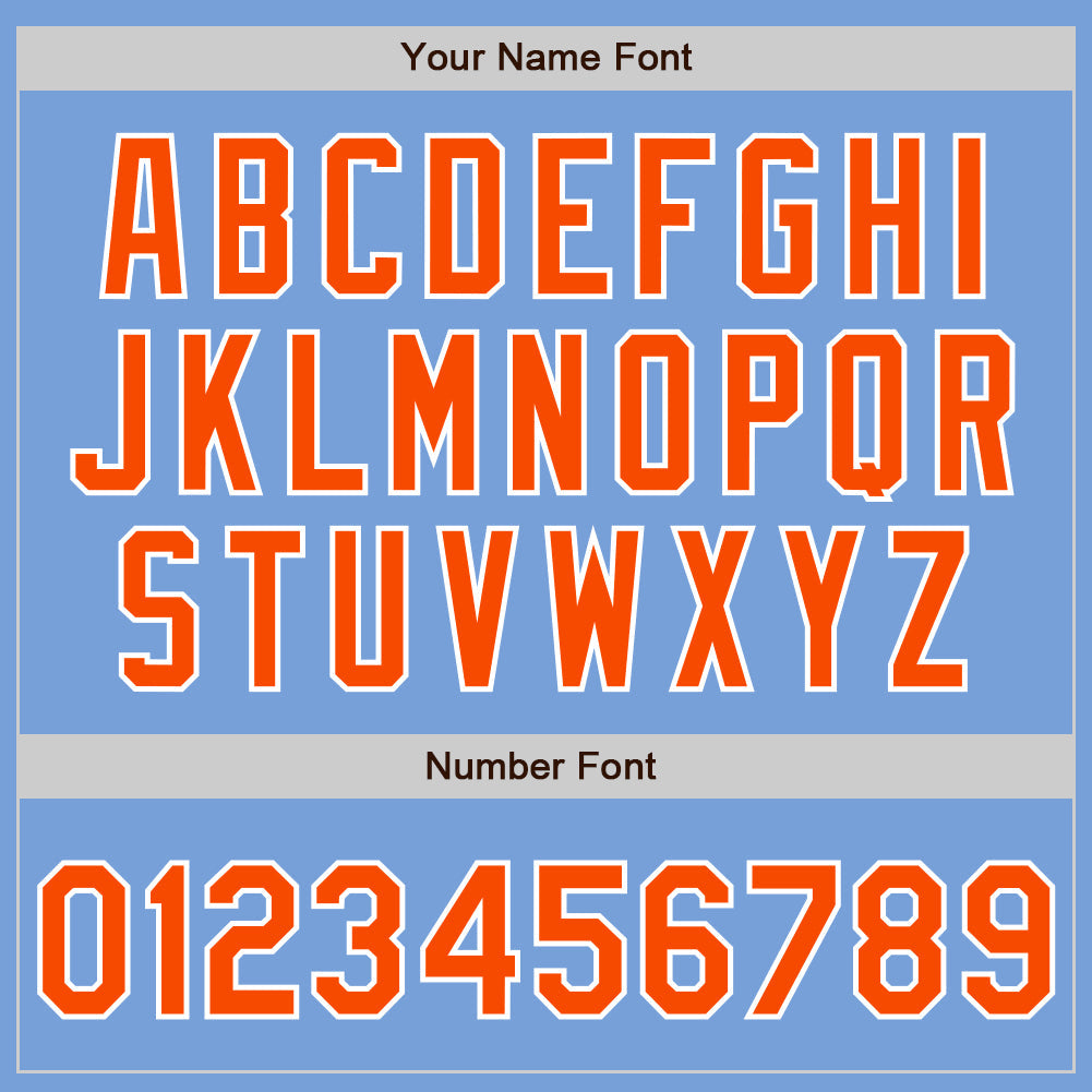 Custom Light Blue Orange-White Authentic Baseball Jersey