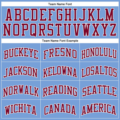 Custom Light Blue White Pinstripe Maroon Authentic Basketball Jersey