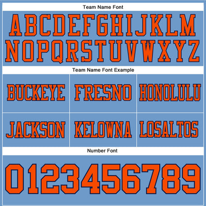 Custom Light Blue Orange-Navy Authentic Football Jersey