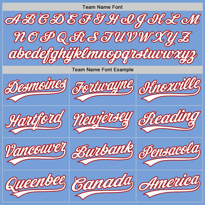 Custom Stitched Light Blue White-Red Baseball Pullover Sweatshirt Hoodie