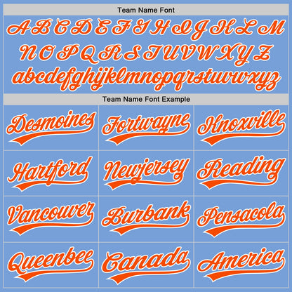 Custom Stitched Light Blue Orange-White Baseball Pullover Sweatshirt Hoodie