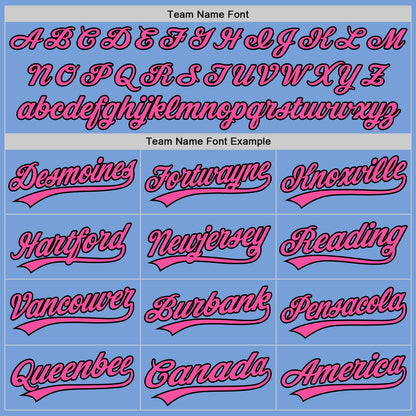 Custom Stitched Light Blue Pink-Black Baseball Pullover Sweatshirt Hoodie
