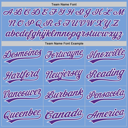 Custom Stitched Light Blue Purple-White Baseball Pullover Sweatshirt Hoodie