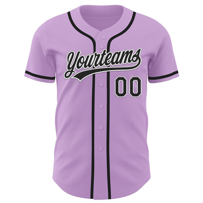 Custom Light Purple Black-White Authentic Baseball Jersey