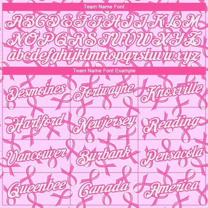 Custom Pink White Breast Cancer 3D Pattern Long Sleeve Performance T-Shirt