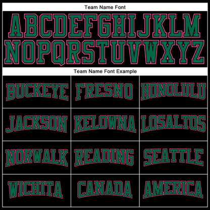 Custom Black Pink-Kelly Green Long Sleeve Performance T-Shirt