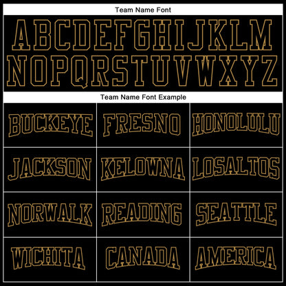 Custom Black Black-Old Gold Long Sleeve Performance T-Shirt
