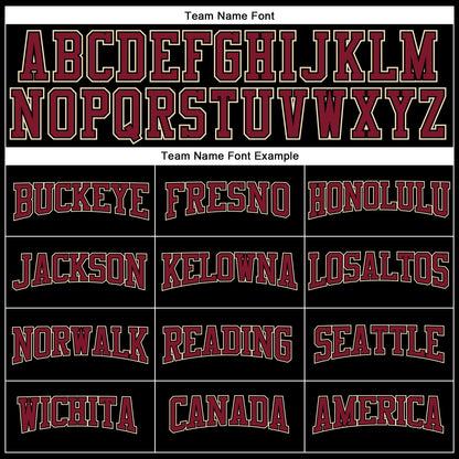 Custom Black Crimson-Cream Long Sleeve Performance T-Shirt