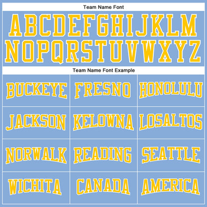 Custom Light Blue Gold-White Long Sleeve Performance T-Shirt