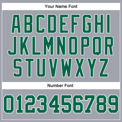 Custom Gray Kelly Green-White Long Sleeve Performance T-Shirt