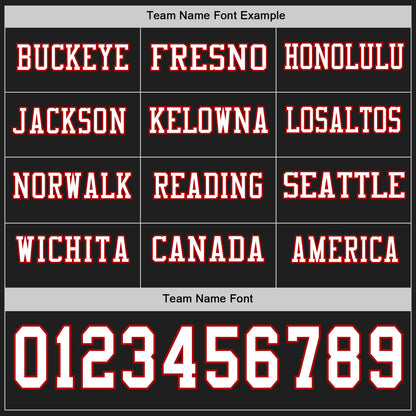 Custom Black White-Red Long Sleeve Authentic Football Jersey
