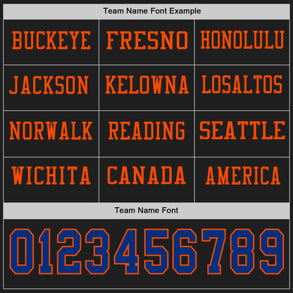 Custom Black Royal-Orange Long Sleeve Authentic Football Jersey