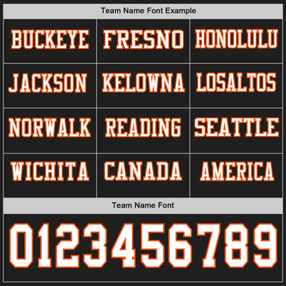 Custom Black White-Orange Long Sleeve Authentic Football Jersey