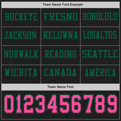 Custom Black Pink-Kelly Green Long Sleeve Authentic Football Jersey