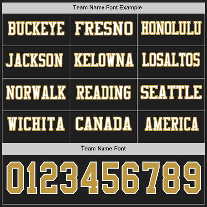 Custom Black Old Gold-White Long Sleeve Authentic Football Jersey