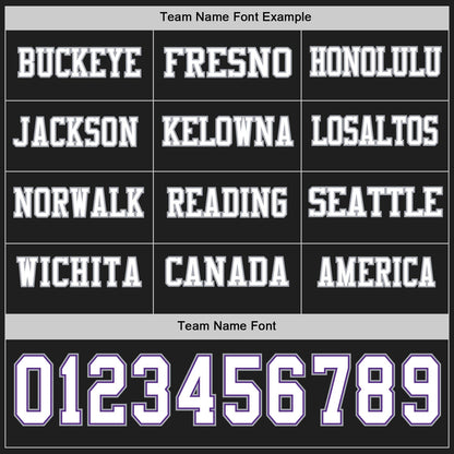 Custom Black White Purple-Gray Long Sleeve Authentic Football Jersey
