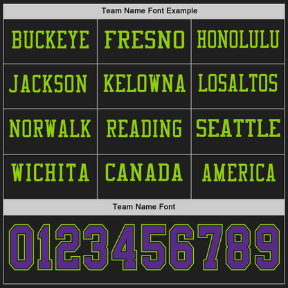 Custom Black Purple-Neon Green Long Sleeve Authentic Football Jersey