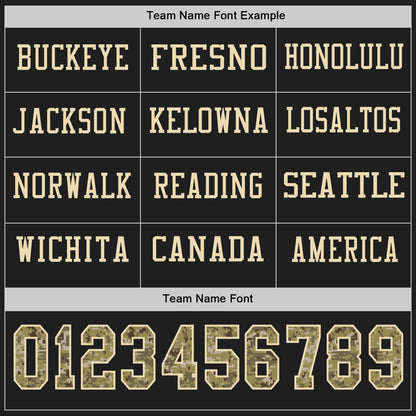 Custom Black Camo-Cream Long Sleeve Authentic Football Jersey