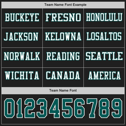 Custom Black Midnight Green-White Long Sleeve Authentic Football Jersey