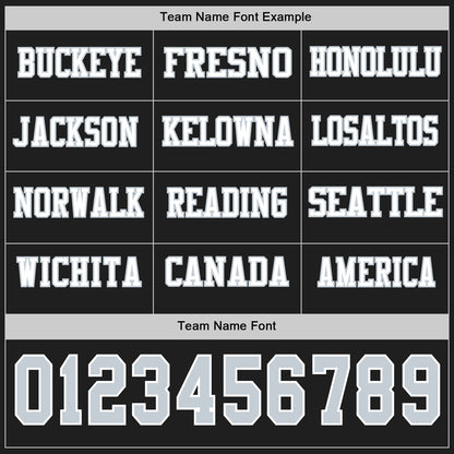 Custom Black Silver-White Long Sleeve Authentic Football Jersey
