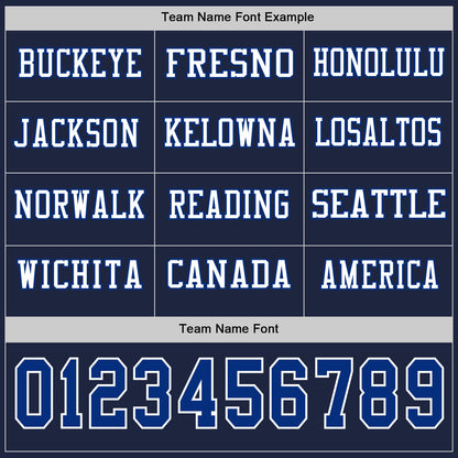 Custom Navy Royal-White Long Sleeve Authentic Football Jersey