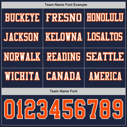 Custom Navy Orange-White Long Sleeve Authentic Football Jersey