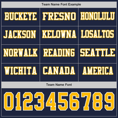 Custom Navy Gold-White Long Sleeve Authentic Football Jersey