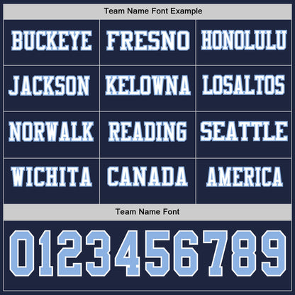 Custom Navy Light Blue-White Long Sleeve Authentic Football Jersey