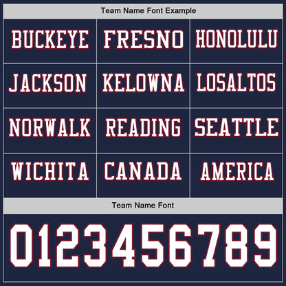 Custom Navy White-Crimson Long Sleeve Authentic Football Jersey