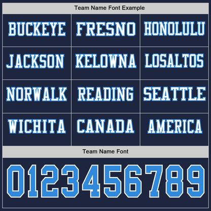 Custom Navy Powder Blue-White Long Sleeve Authentic Football Jersey