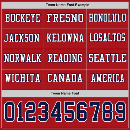Custom Red Navy-White Long Sleeve Authentic Football Jersey