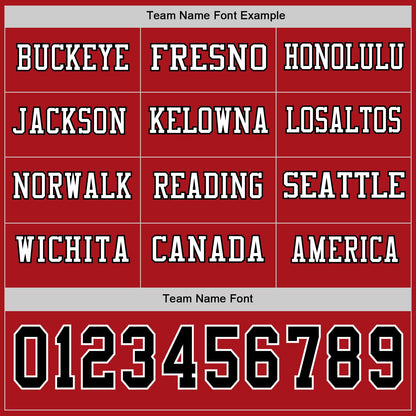 Custom Red Black-White Long Sleeve Authentic Football Jersey