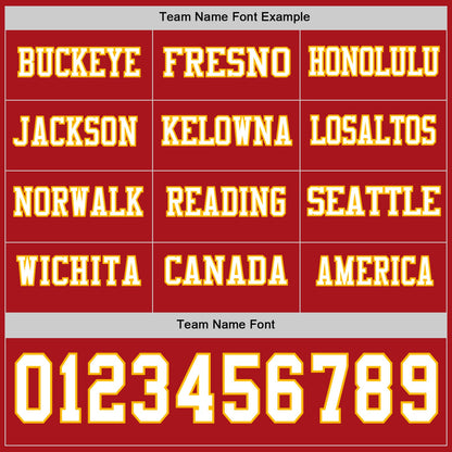 Custom Red White-Gold Long Sleeve Authentic Football Jersey