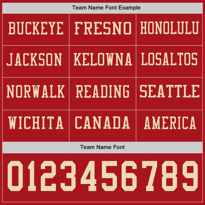Custom Red Cream Long Sleeve Authentic Football Jersey