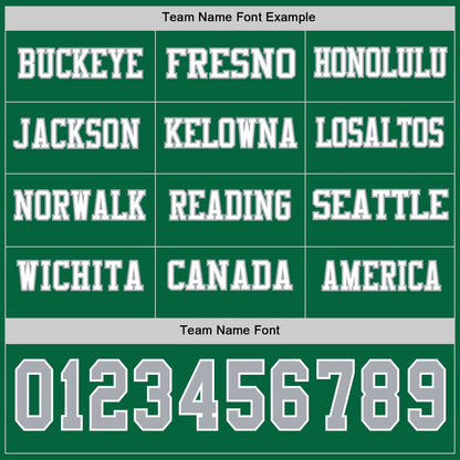 Custom Kelly Green Gray-White Long Sleeve Authentic Football Jersey