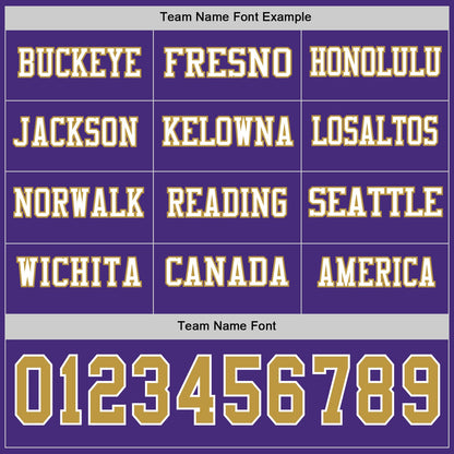Custom Purple Old Gold-White Long Sleeve Authentic Football Jersey