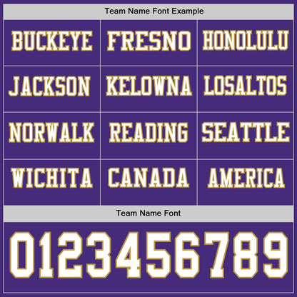 Custom Purple White-Old Gold Long Sleeve Authentic Football Jersey