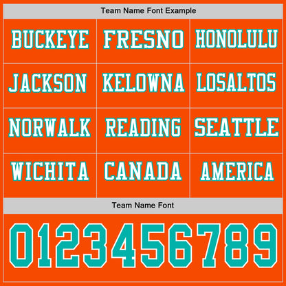 Custom Orange Aqua-White Long Sleeve Authentic Football Jersey