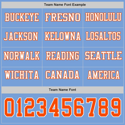 Custom Light Blue Orange-White Long Sleeve Authentic Football Jersey