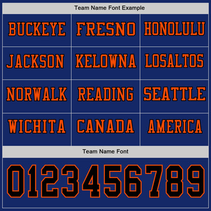 Custom Royal Black-Orange Long Sleeve Authentic Football Jersey
