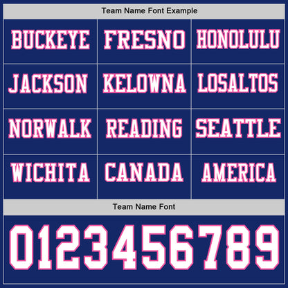 Custom Royal White-Pink Long Sleeve Authentic Football Jersey