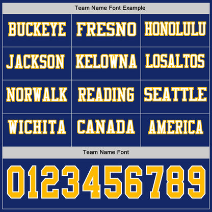Custom Royal Gold-White Long Sleeve Authentic Football Jersey