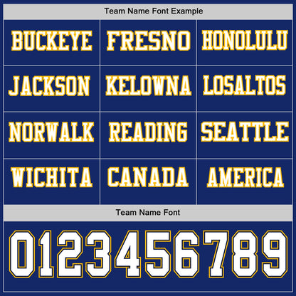 Custom Royal White Navy-Gold Long Sleeve Authentic Football Jersey