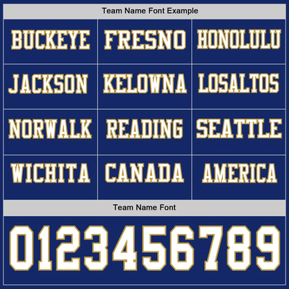 Custom Royal White-Old Gold Long Sleeve Authentic Football Jersey