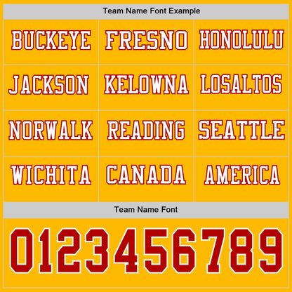 Custom Gold Red-White Long Sleeve Authentic Football Jersey