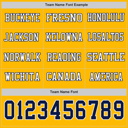 Custom Gold Navy-White Long Sleeve Authentic Football Jersey